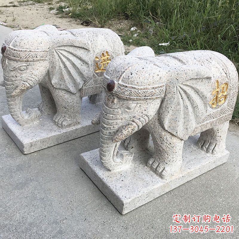 温州寺庙门口大象石雕