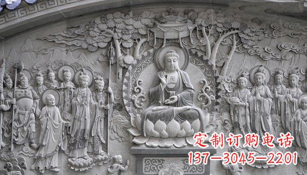 温州寺庙墙壁石浮雕佛像