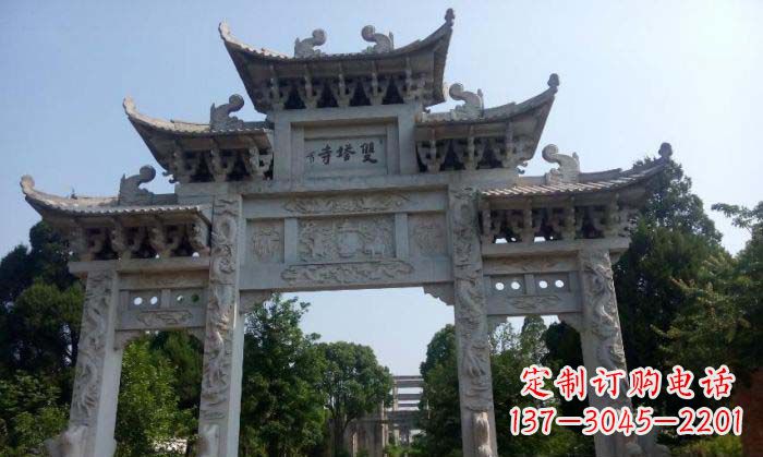 温州寺庙三门五楼石牌坊