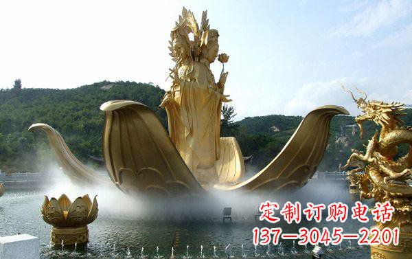 温州寺庙三面观音雕像
