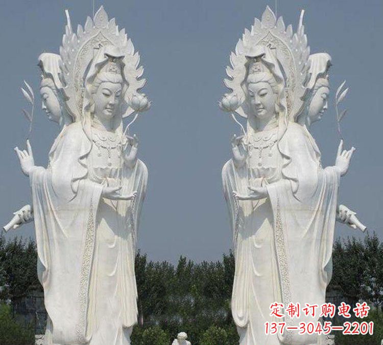 温州寺庙三面观音菩萨雕塑