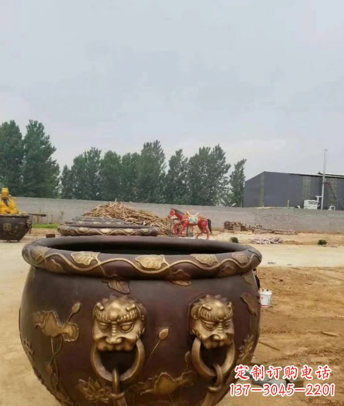 温州寺庙水缸铜雕 (4)