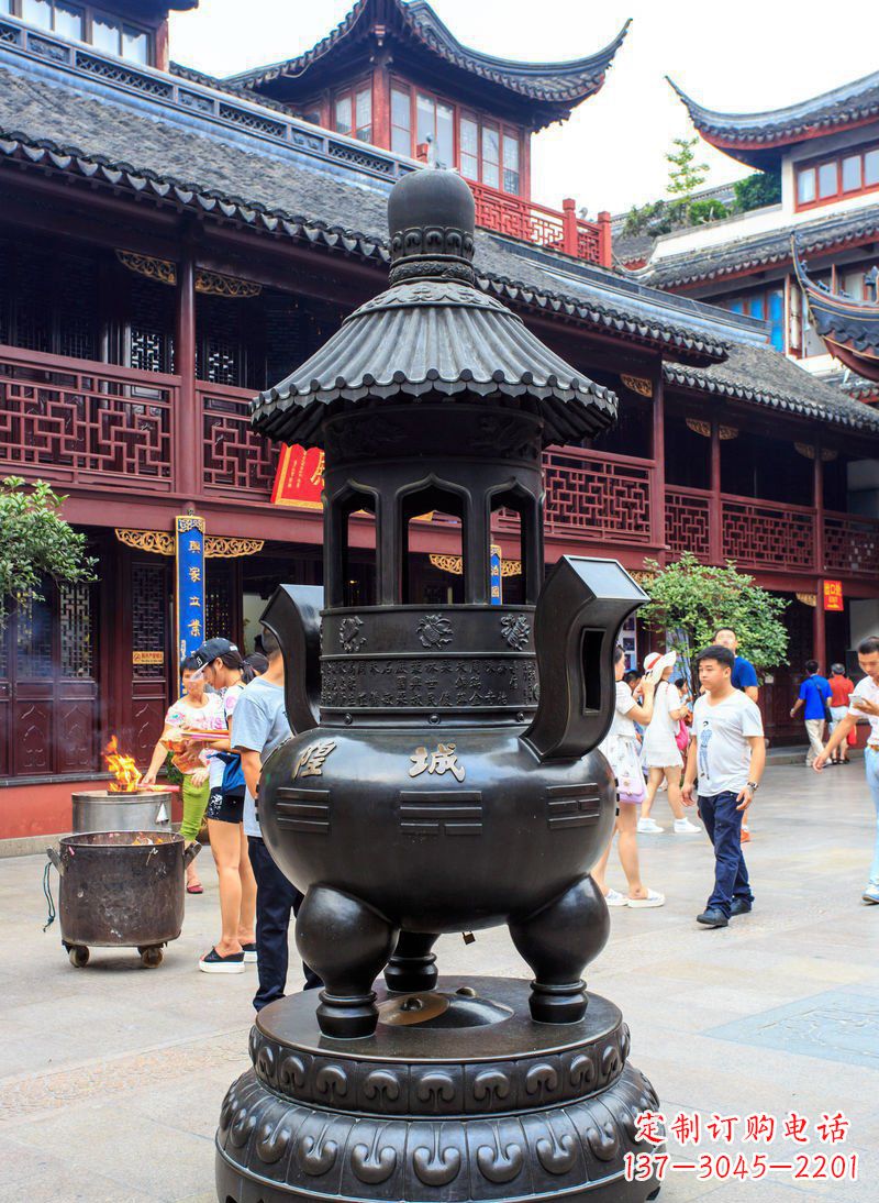 温州寺庙铜香炉铜雕 (2)