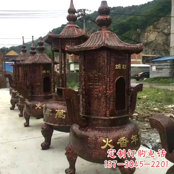 温州寺庙铜香炉雕塑