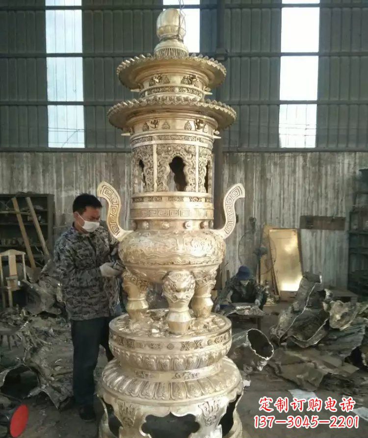 温州寺庙香炉铜雕 (5)