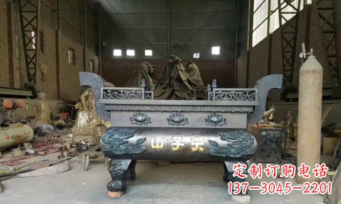 温州寺庙香炉铜雕_2