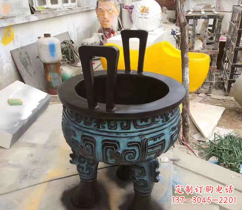 温州寺庙圆型铜雕香炉