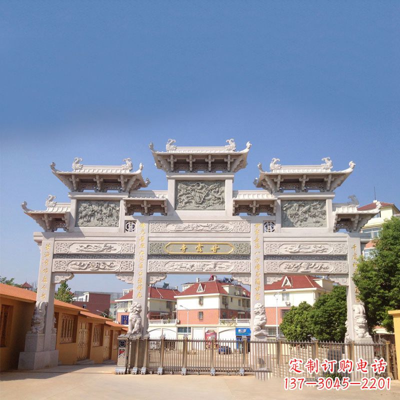 温州寺院大门石雕牌楼