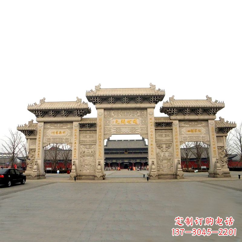温州寺院景区石雕牌坊
