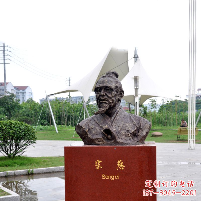 温州宋慈铸铜头像雕塑-古代十大名医园林广场人物雕塑