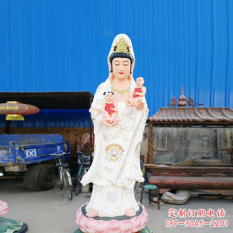 温州送子观音彩绘玻璃钢雕塑