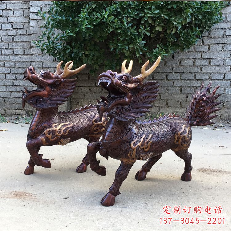 温州送子麒麟铜雕塑