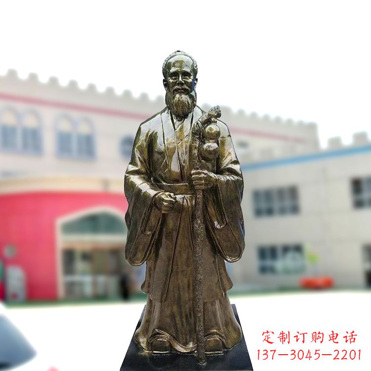温州孙思邈仿铜玻璃钢雕塑-医院著名医学人物雕像