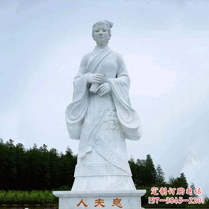 温州桃花夫人息妫汉白玉雕塑-景区园林历史名人古代著名美女雕像