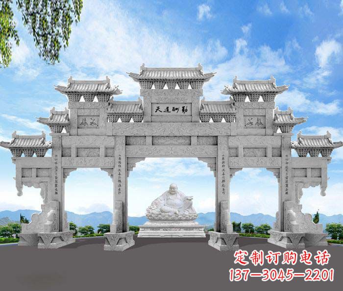 温州天道酬勤三门牌坊石雕