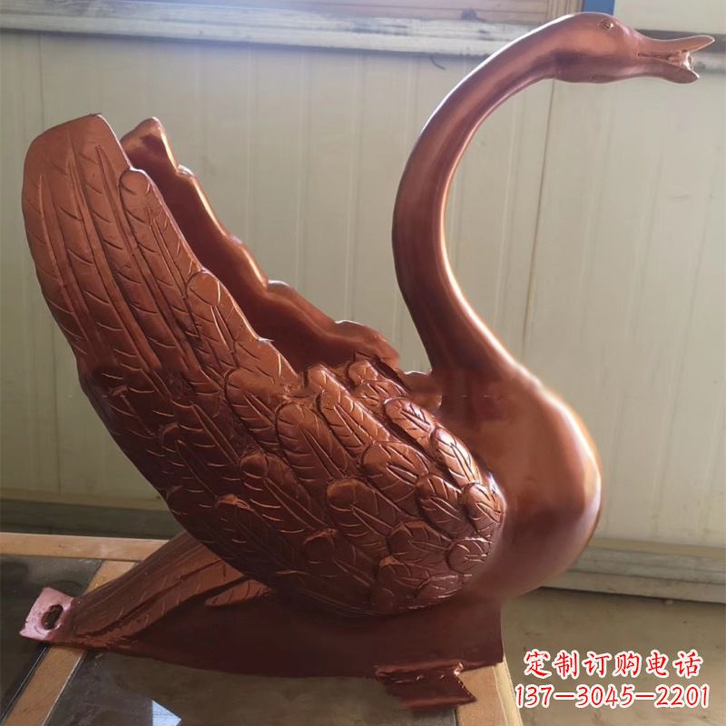 温州天鹅铜雕塑,喷泉吐水天鹅装饰摆件