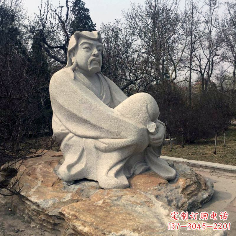 温州田园诗派鼻祖陶渊明公园园林石雕坐像