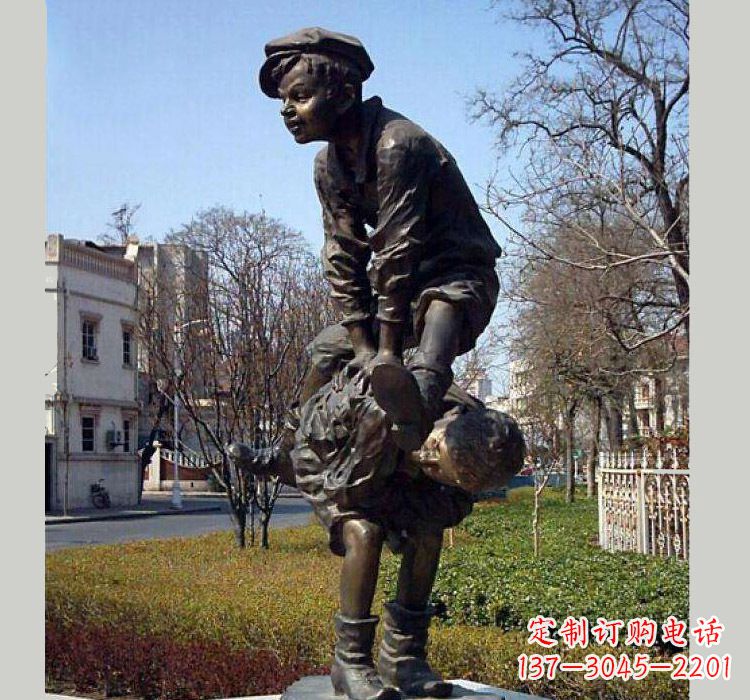 温州跳山羊人物铜雕
