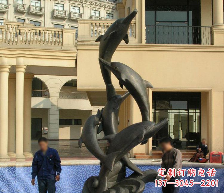温州跳跃海豚景观铜雕