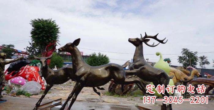 温州跳跃的小鹿铜雕