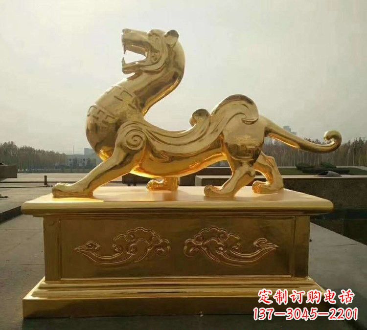 温州贴金古代神兽青龙雕塑