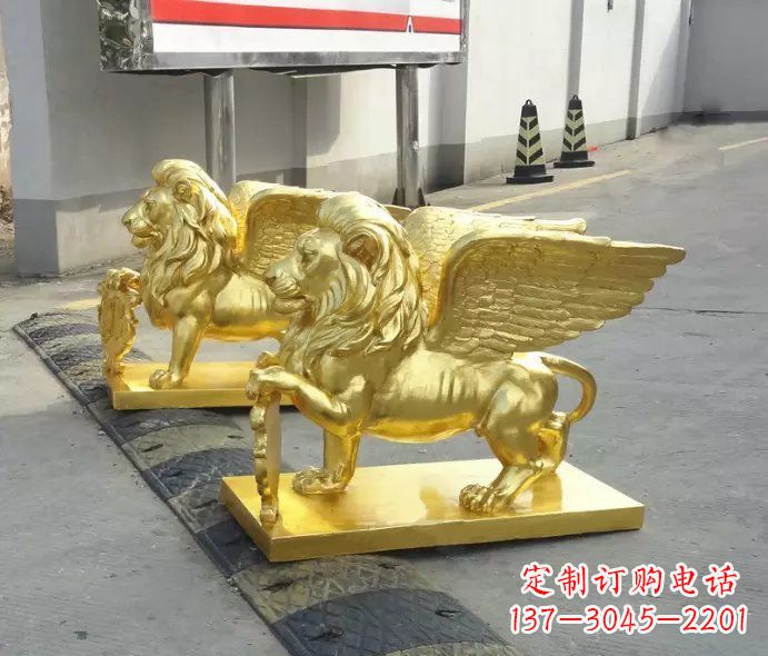 温州贴金圣马可飞狮铜雕
