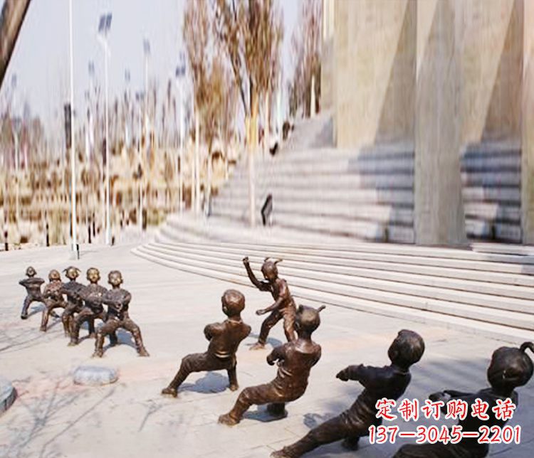 温州铜雕拔河儿童游戏雕塑