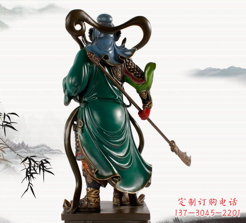 温州铜雕彩绘武财神关公