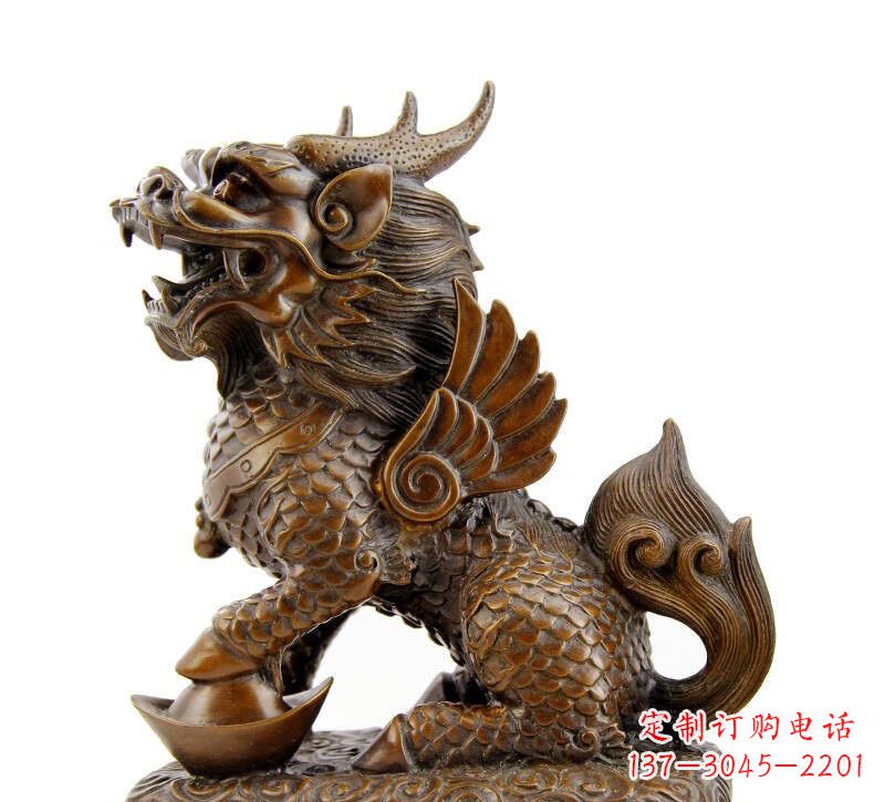 温州铜雕踩元宝麒麟