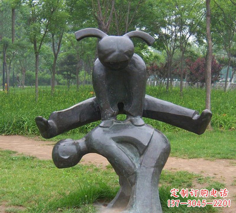 温州铜雕抽象跳山羊儿童