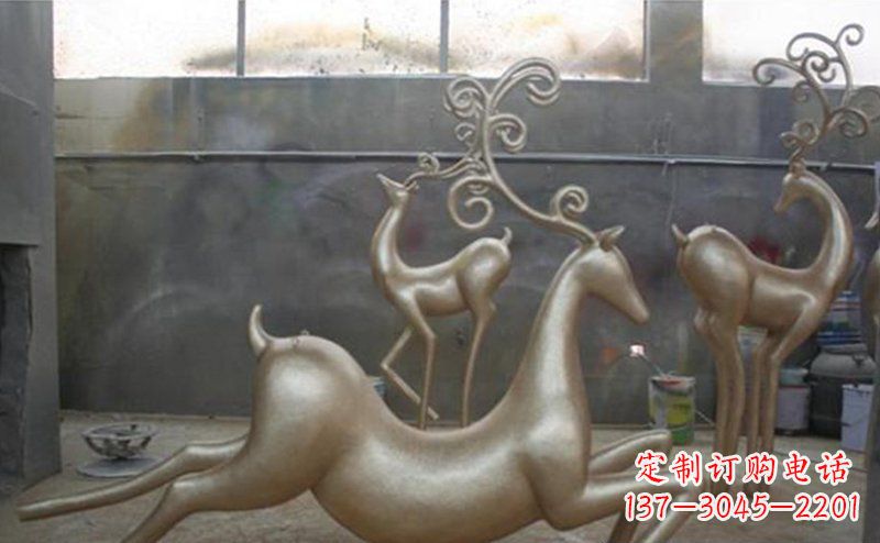 温州铜雕抽象树枝梅花鹿雕塑