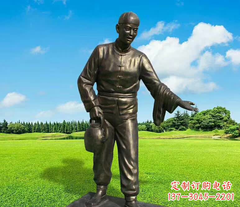 温州铜雕店小二人物雕塑1
