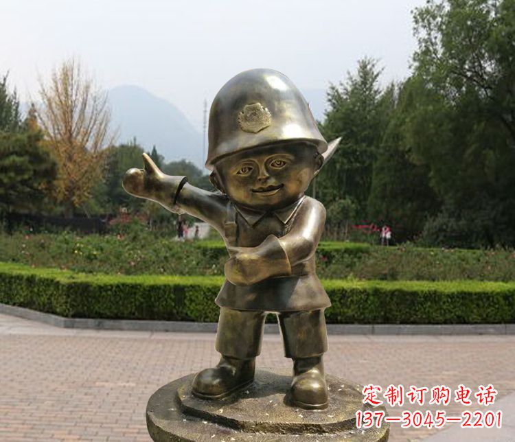 温州铜雕儿童交通警察