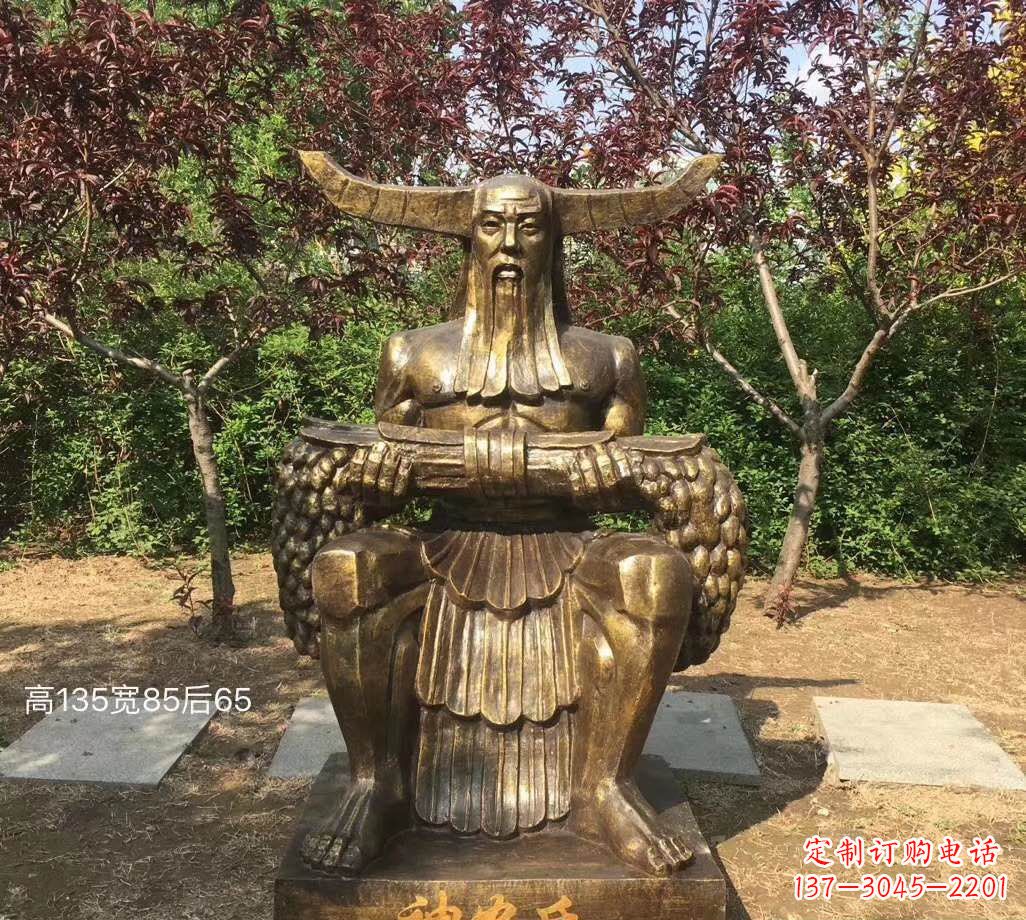 温州铜雕古代神农氏人物雕塑