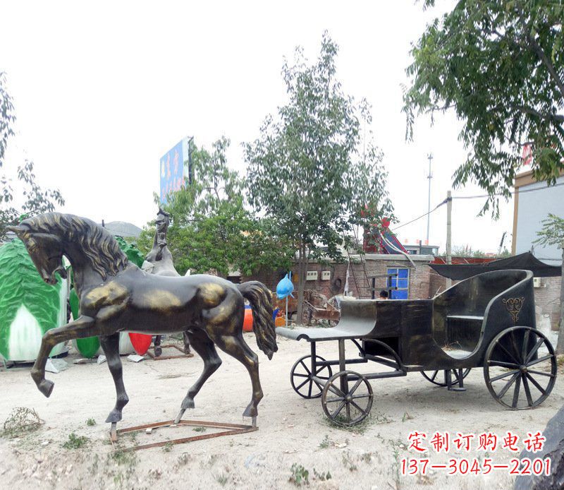 温州铜雕古代战马景观摆件