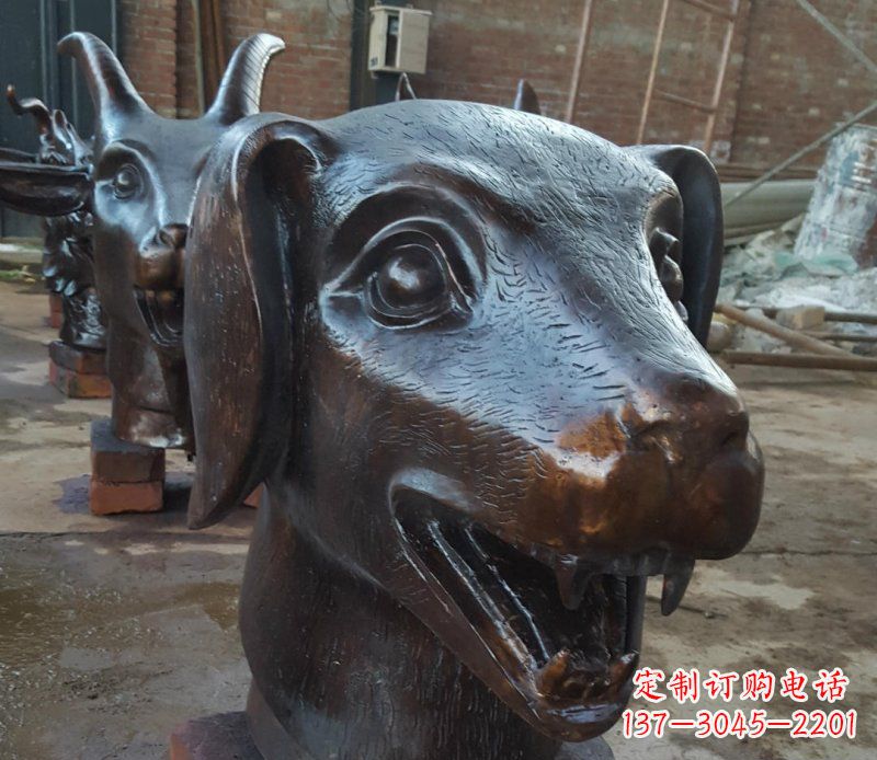 温州铜雕广场生肖动物头像装饰摆件