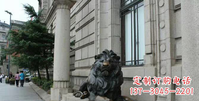 温州铜雕跪姿狮子