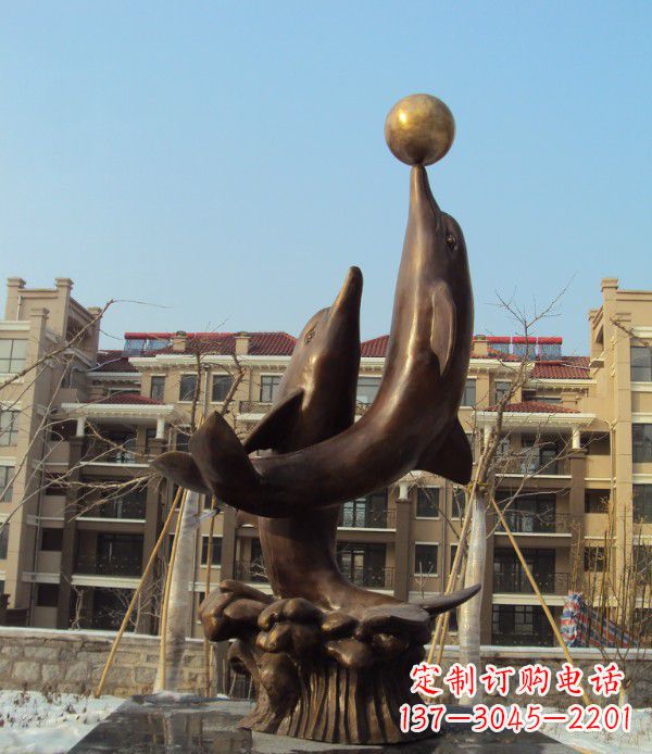 温州铜雕海豚雕塑 (2)