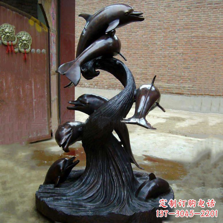 温州铜雕海豚景观雕塑