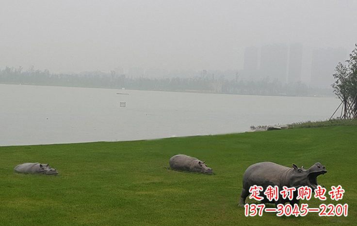 温州铜雕河马公园动物雕塑