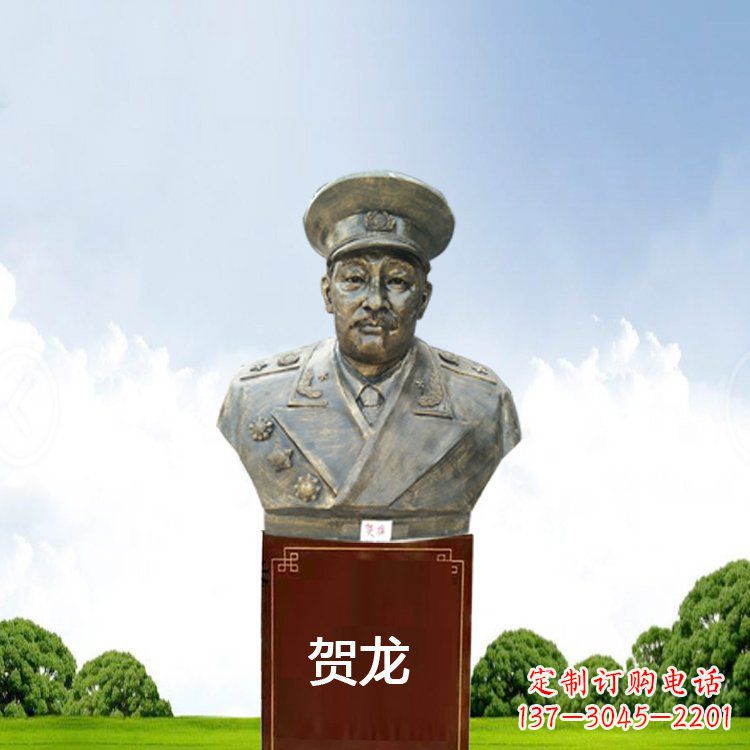 温州铜雕贺龙头像