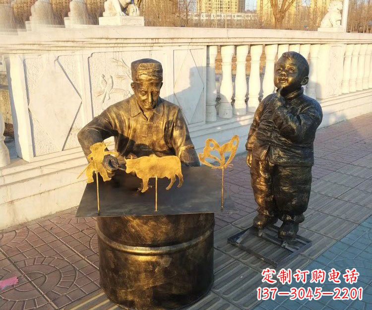 温州铜雕画糖人的人物