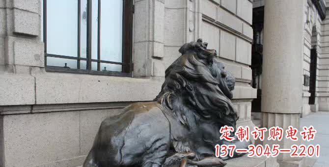 温州铜雕汇丰卧姿狮子