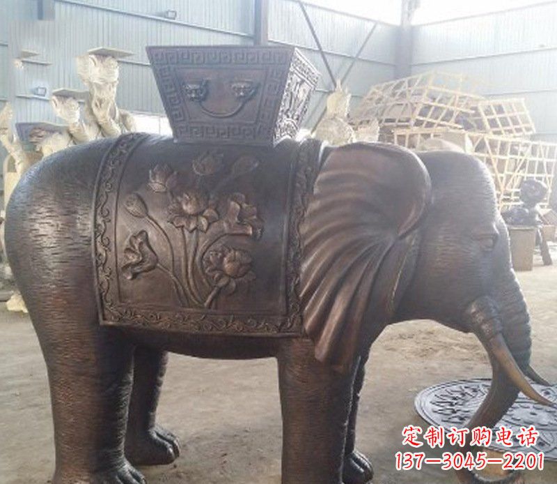 温州铜雕吉祥大象园林动物摆件