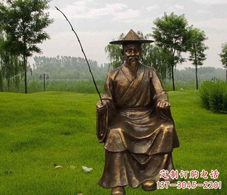 温州铜雕姜太公钓鱼