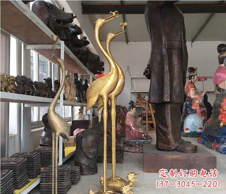 温州铜雕金属仙鹤动物雕塑