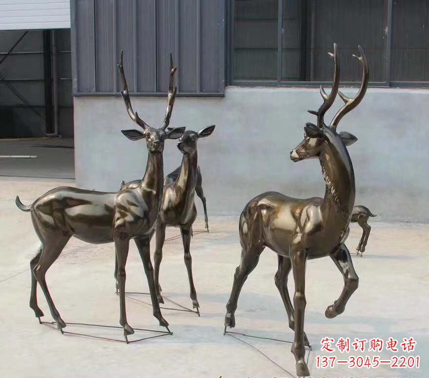 温州铜雕鹿群雕塑