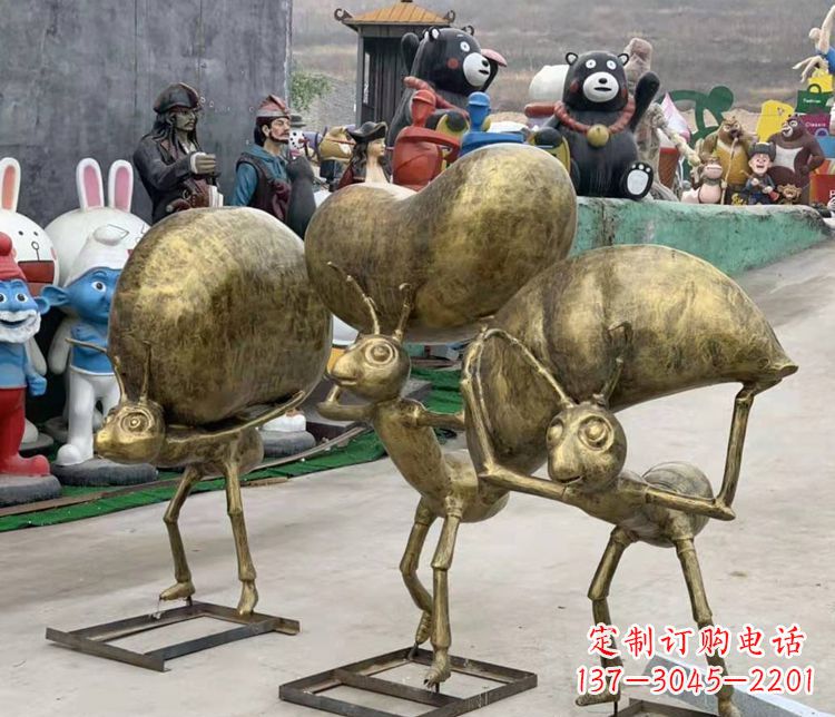 温州铜雕蚂蚁搬家雕塑