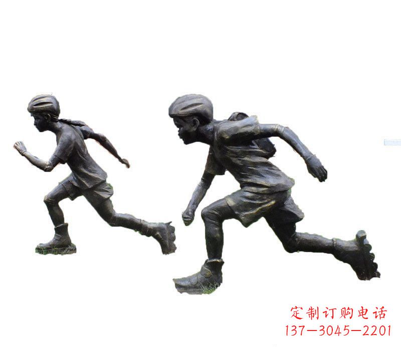 温州铜雕民俗溜冰儿童摆件