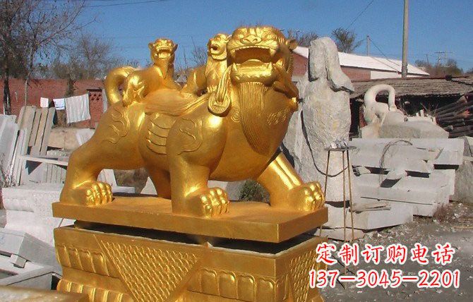 温州铜雕母子貔貅